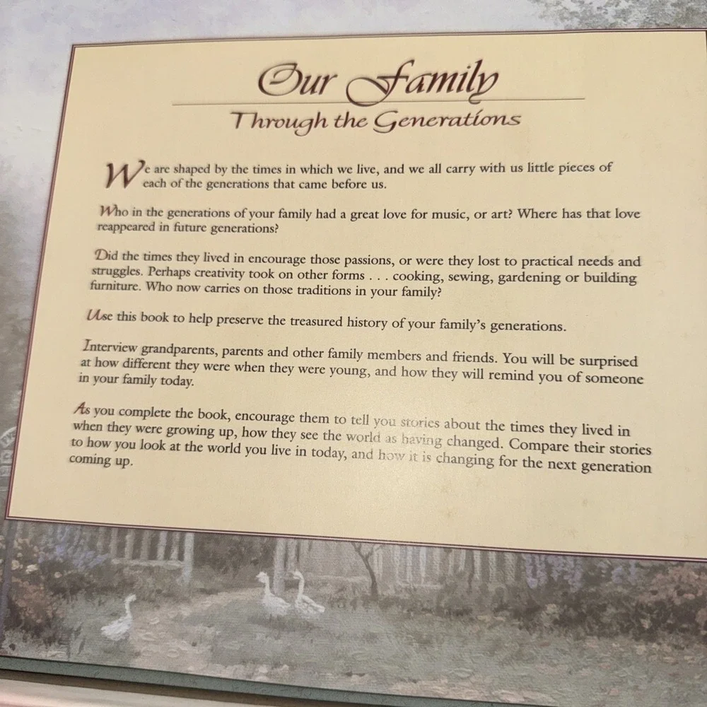 Vntg Our Family History by Thomas Kinkade Keepsake Book New in Box 1998
